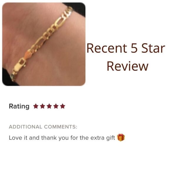 18k over Solid 925 Sterling Figaro Chain Bracelet - Picture 8 of 8